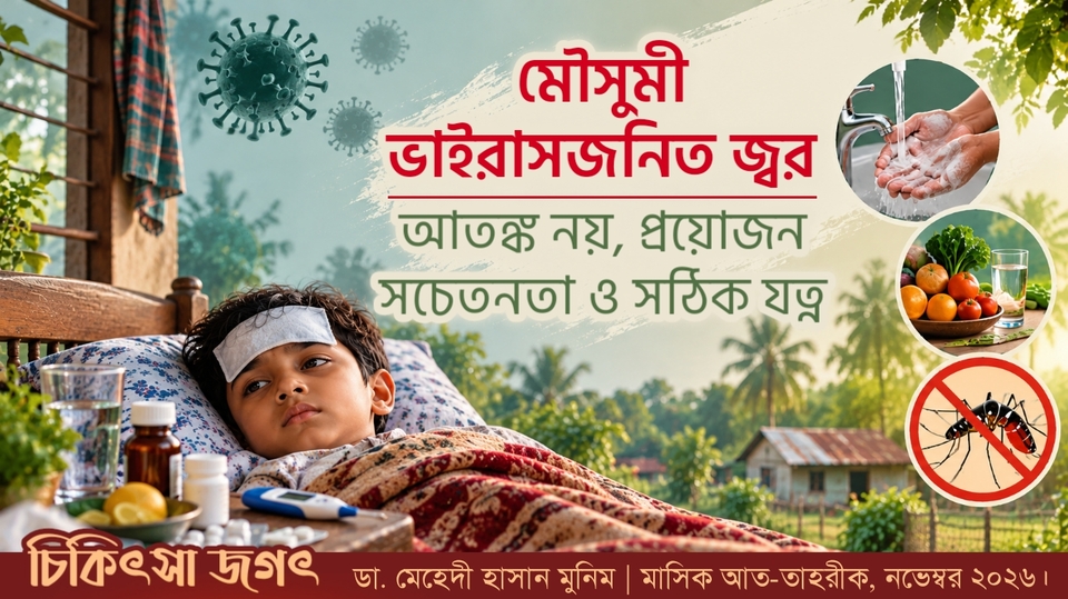 মৌসুমী ভাইরাসজনিত জ্বর : আতঙ্ক নয়, প্রয়োজন সচেতনতা ও সঠিক যতণ